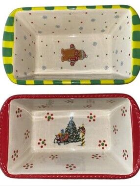 Set Of 2 Temptations By Tara Holiday Christmas 12 oz Mini Loaf Pan Ovenware